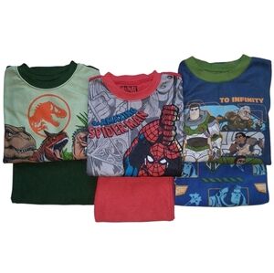 Boys' Sz S (6/7) Character Long-Sleeve Fleece & Pants 2-Piece Pajamas Set Bundle